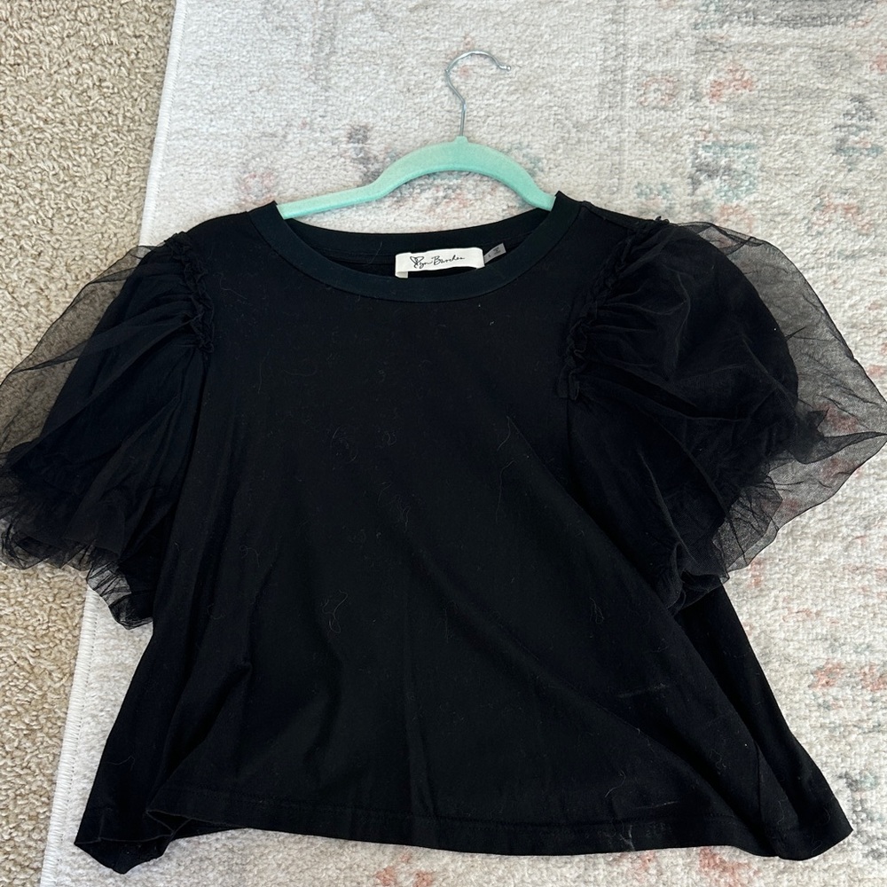 Black Top with Puff Sleeves